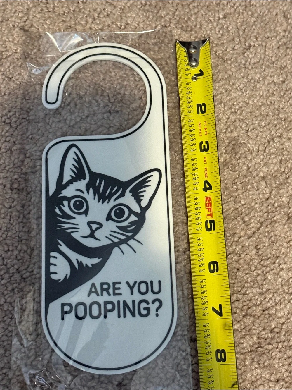 Cute Black & White Cat Bathroom Door Hangers - Set of 4 - Picture 5 of 7